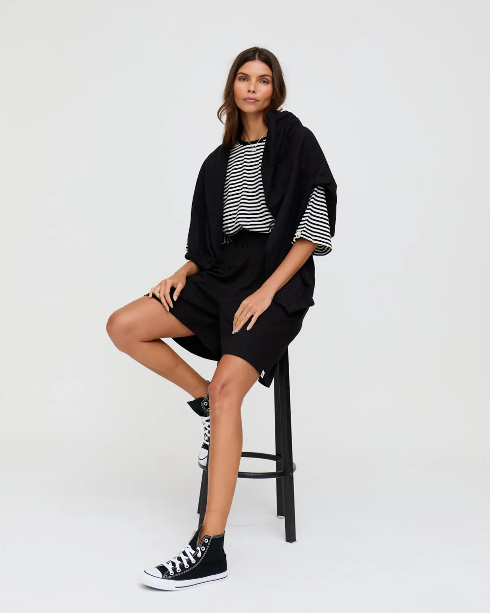 Audrey Black Shorts Sporty Design odor - absorbing