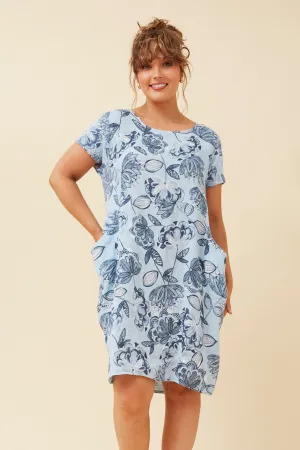 MESSINA FLORAL LINEN DRESS Bold Statement Fresh Tones