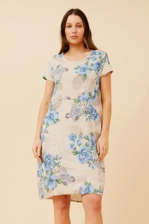 MESSINA FLORAL LINEN DRESS Feminine Style Perfect Waist