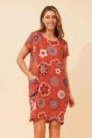 MESSINA FLORAL LINEN DRESS Subtle Drape Pure Color