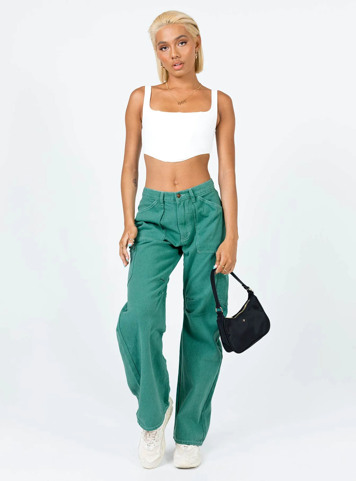 Trendy Sunny Vibes Tapered Leg Profile Miami Vice Pants Green