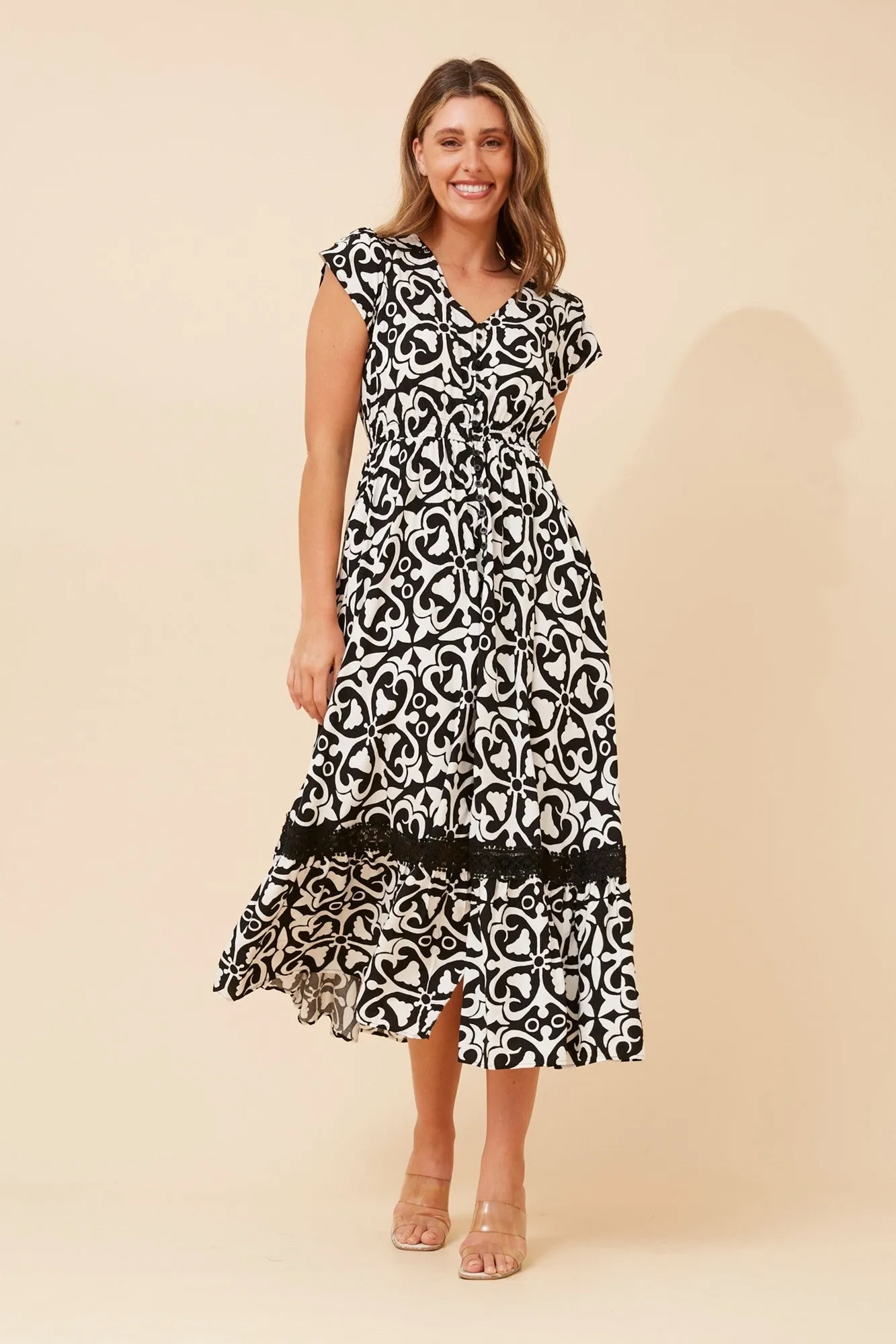 Smart Silhouette Cool Motion MOROCCO ABSTRACT PRINT MAXI DRESS