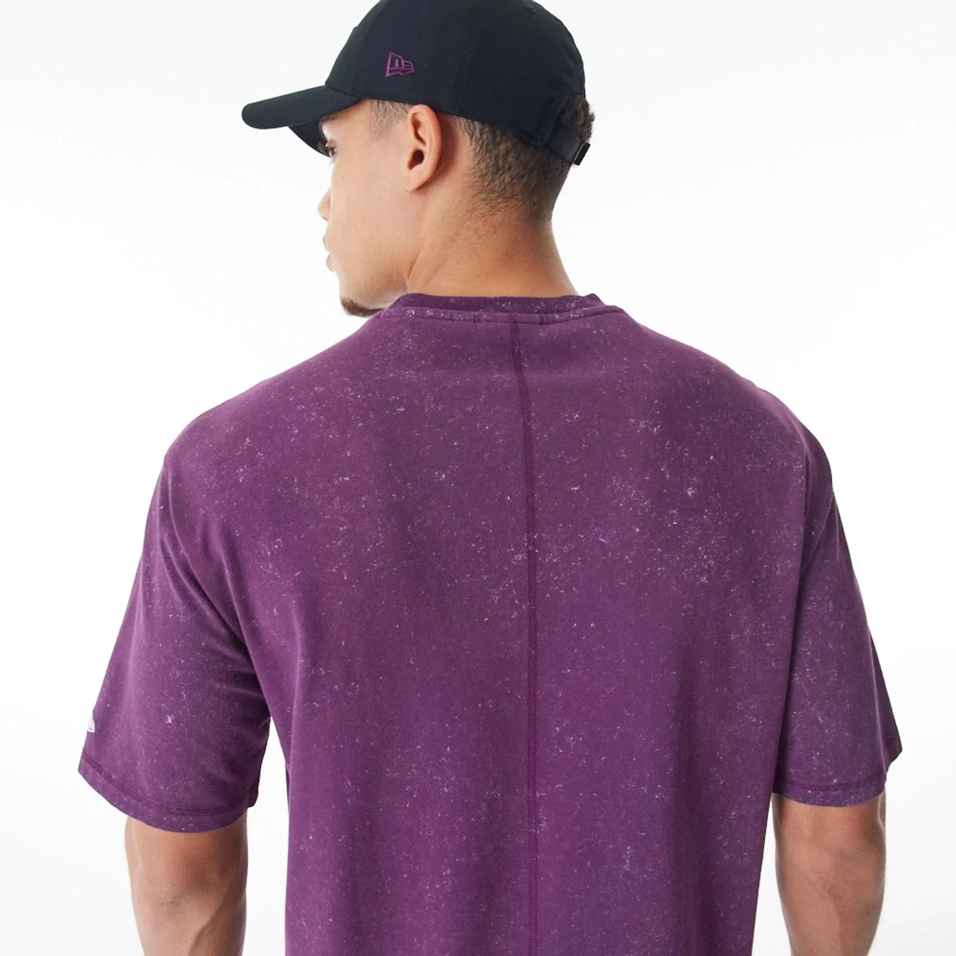Multi Panel Structure Simple Comfort Look New Era Wash Dark Purple Oversized T-Shirt