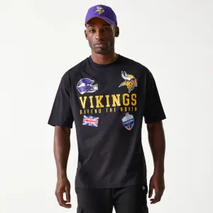 Summer Style Minnesota Vikings NFL Games Collegiate Black Oversized T-Shirt