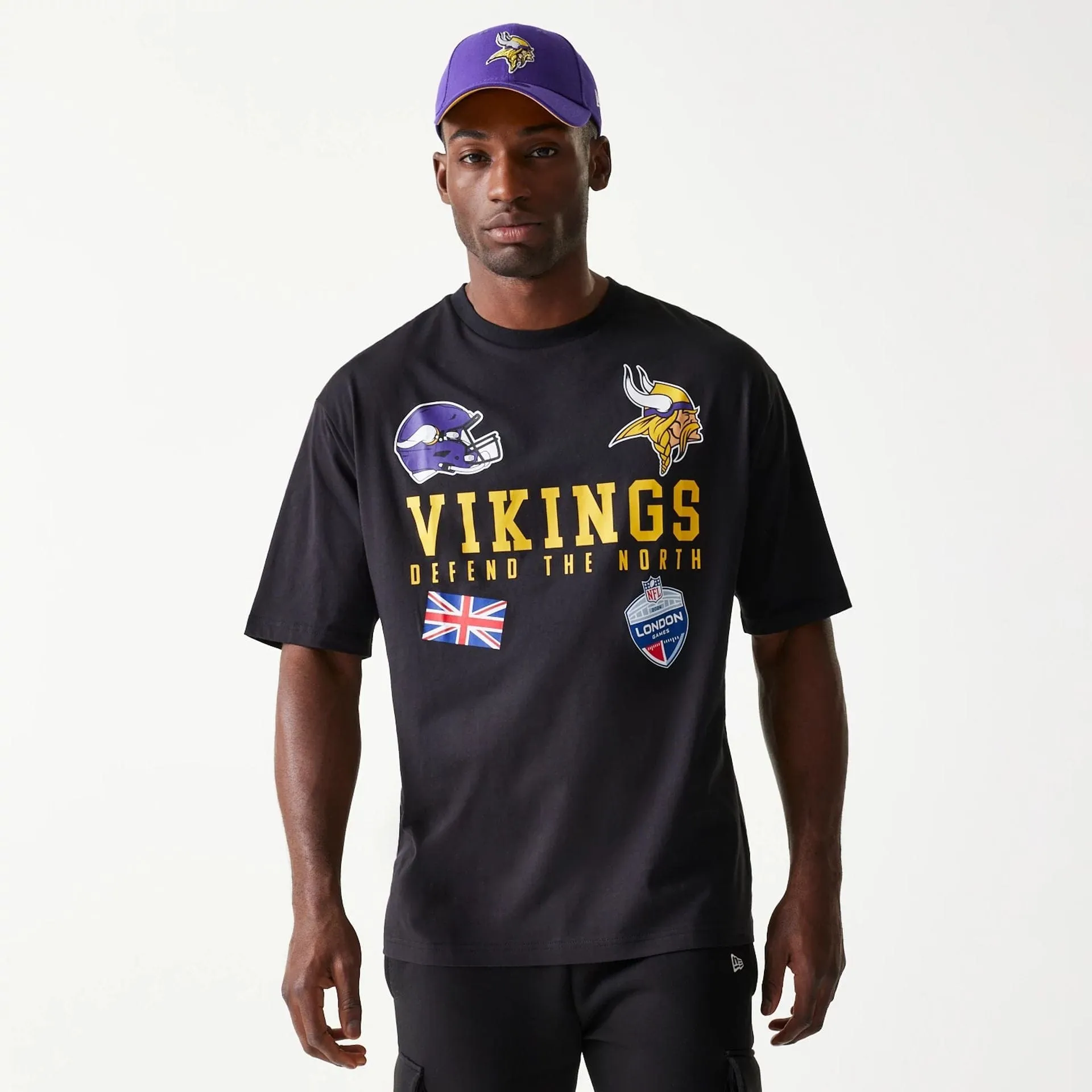 Summer Style Minnesota Vikings NFL Games Collegiate Black Oversized T-Shirt