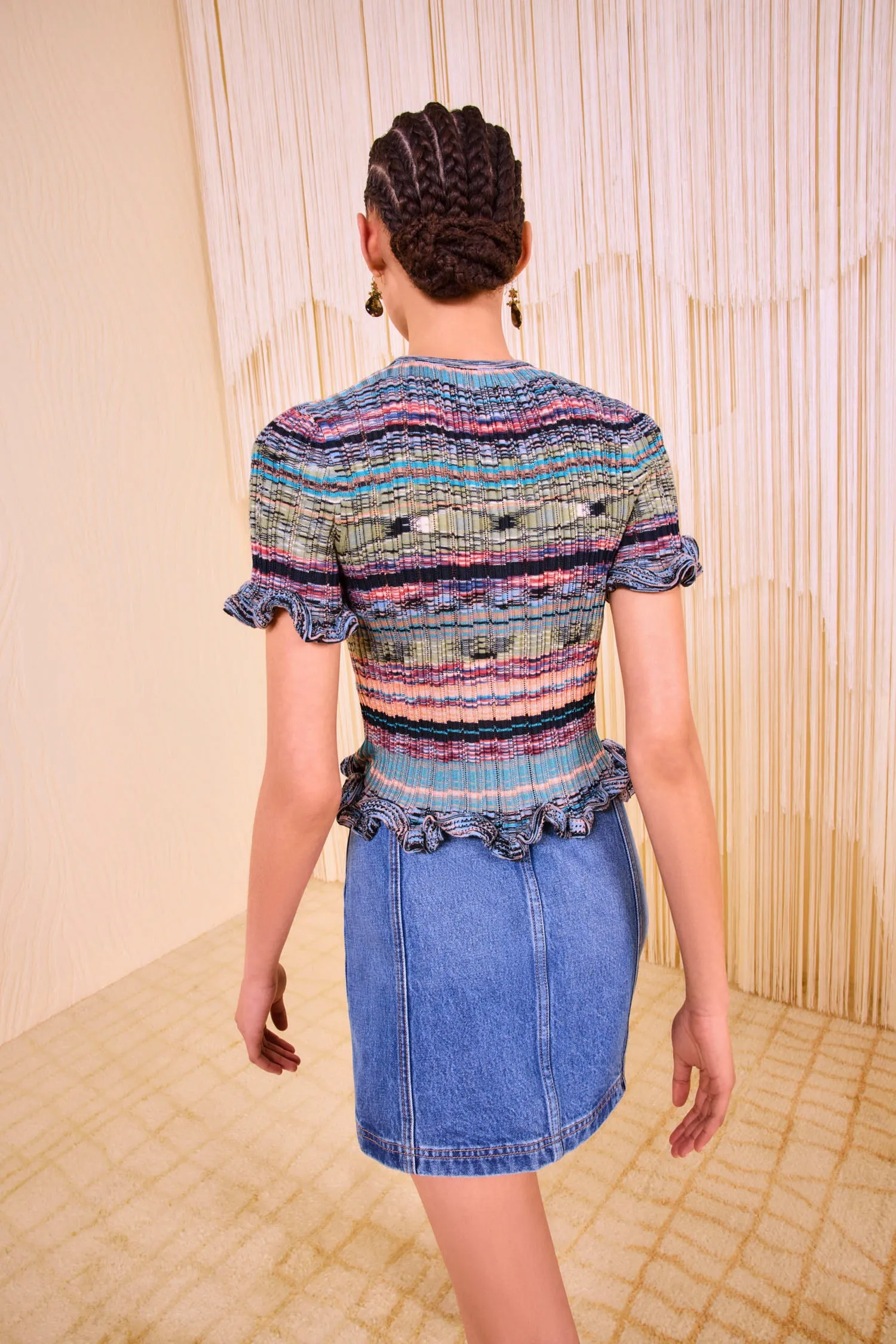 Thermal regulation Miya Short Sleeve Knit Top - Azurite