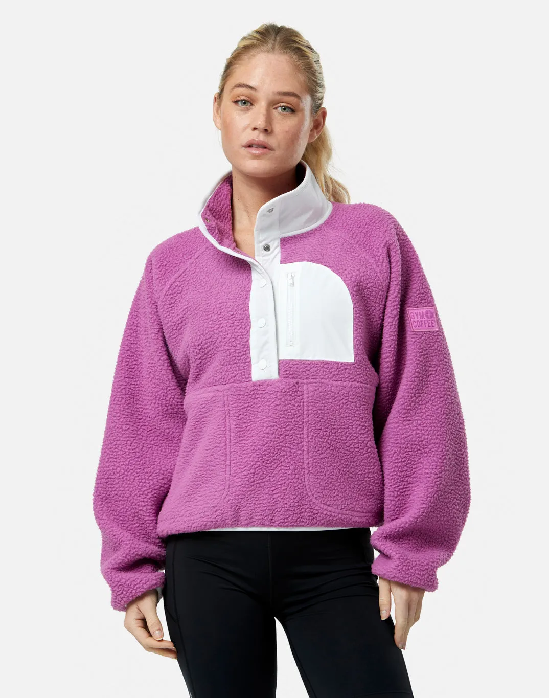 Durable Look Horizon Layer Up Half Snap in Crisp Pink