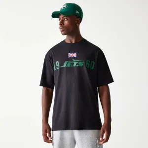 All Season Wear Fit Design New York Jets NFL Games Square Arch Black Oversized T-Shirt