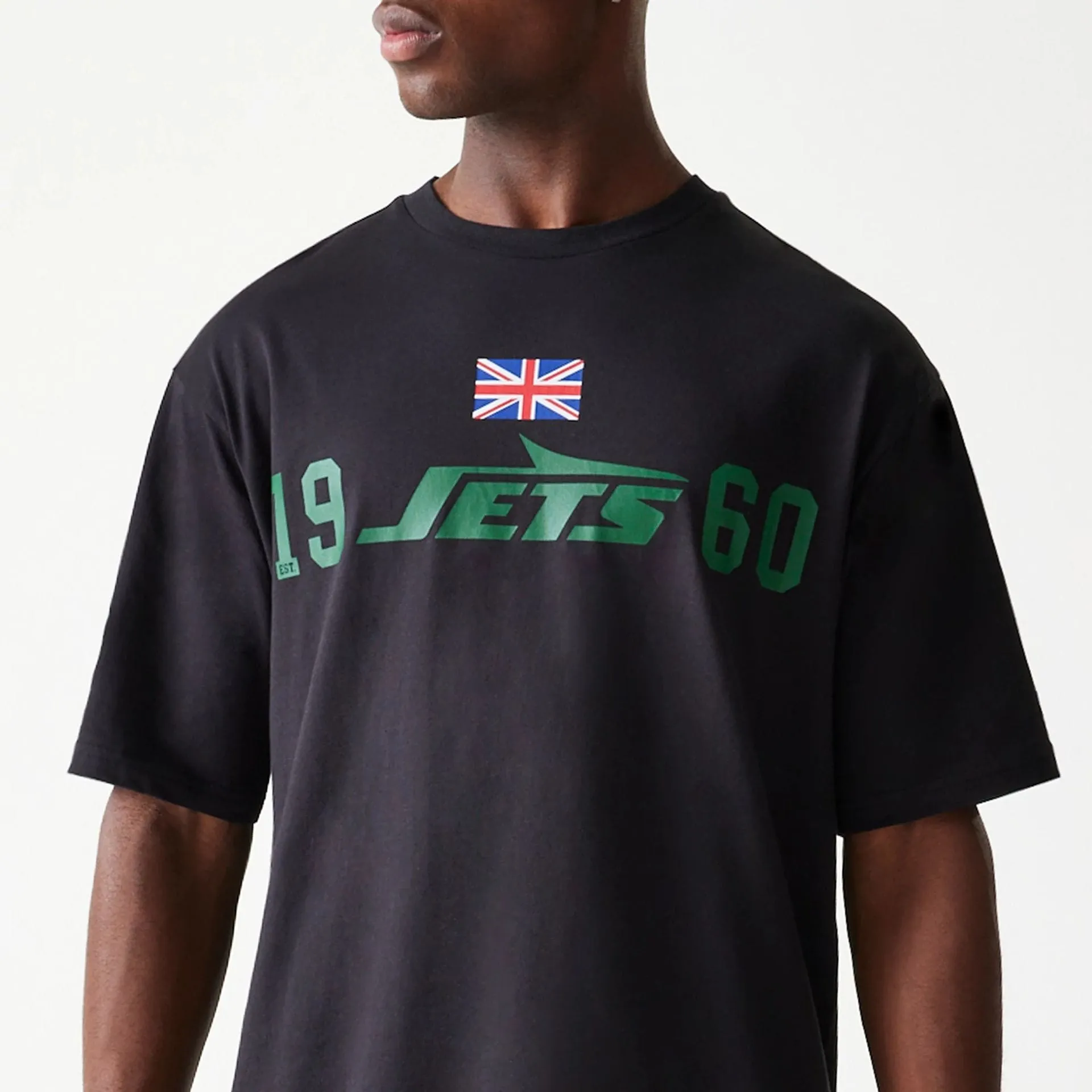 New York Jets NFL Games Square Arch Black Oversized T-Shirt Multi Directional Stretch