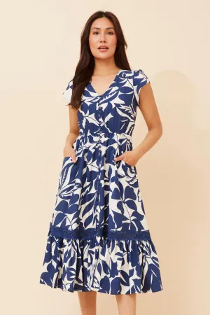 MOROCCO LEAF PRINT MIDI DRESS Breezy Style