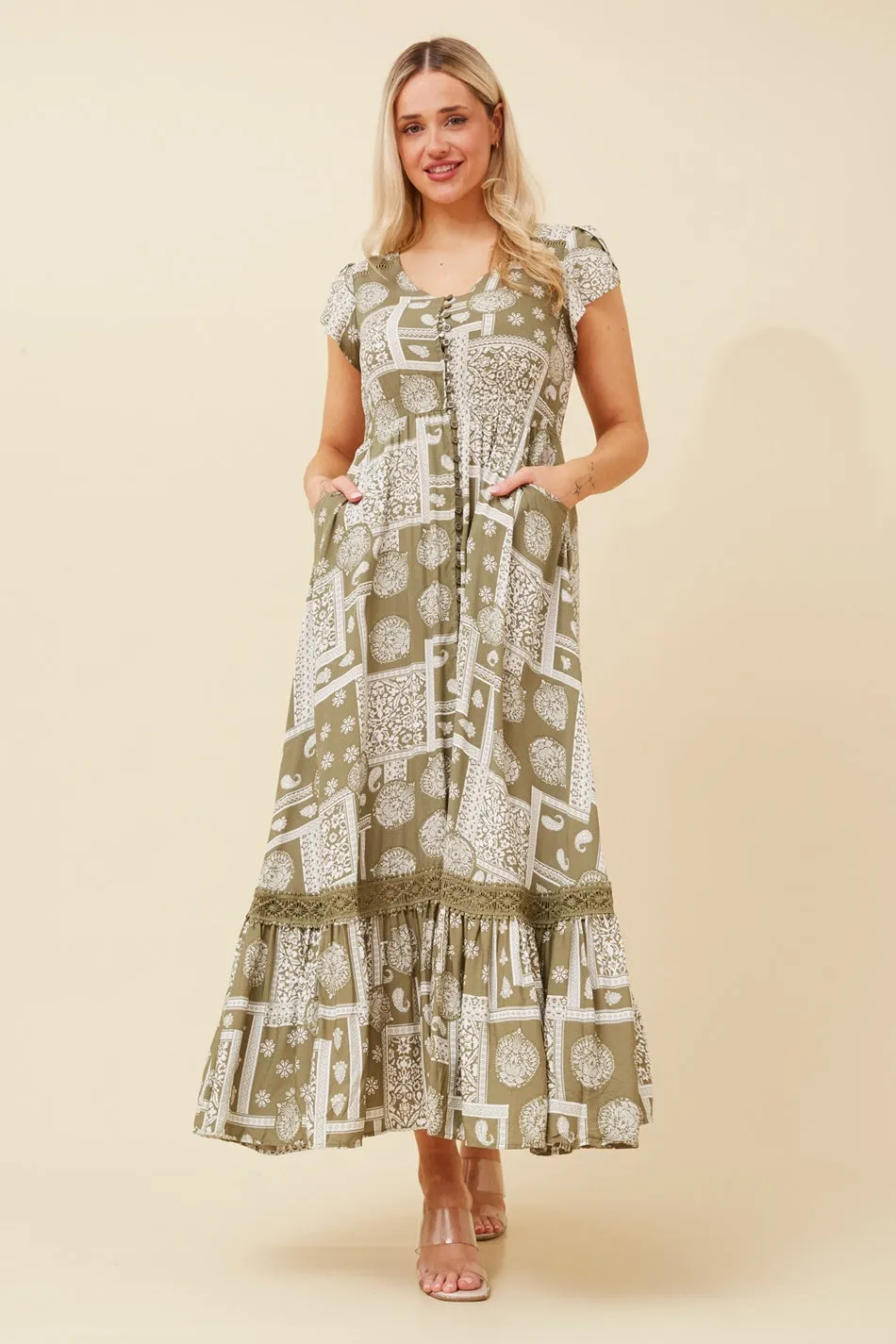 Unique Cut Effortless Fit MOROCCO PATHWORK PRINT DRESS