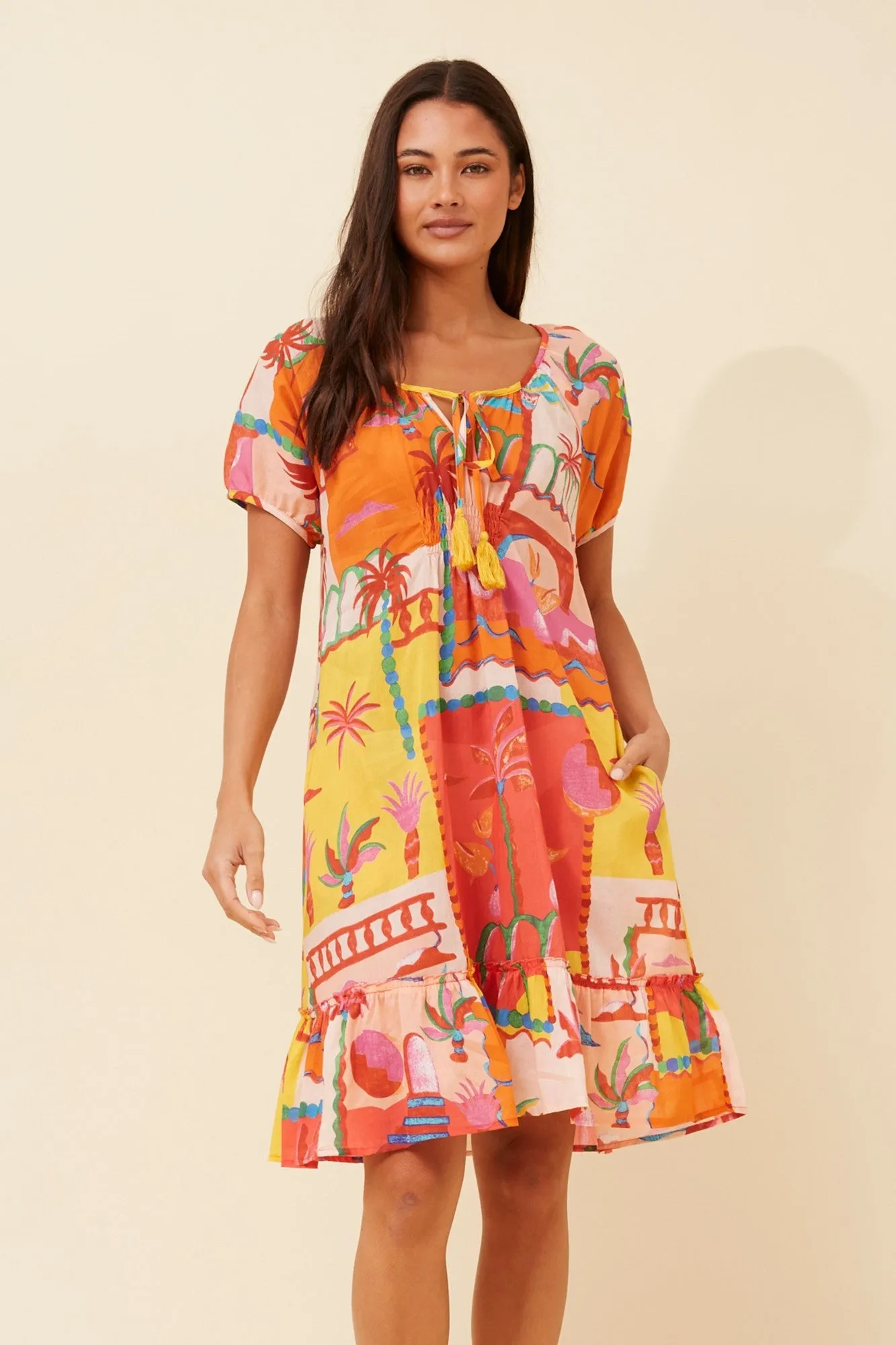 Comfortable Layer LILITH PATCHWORK PRINT DRESS
