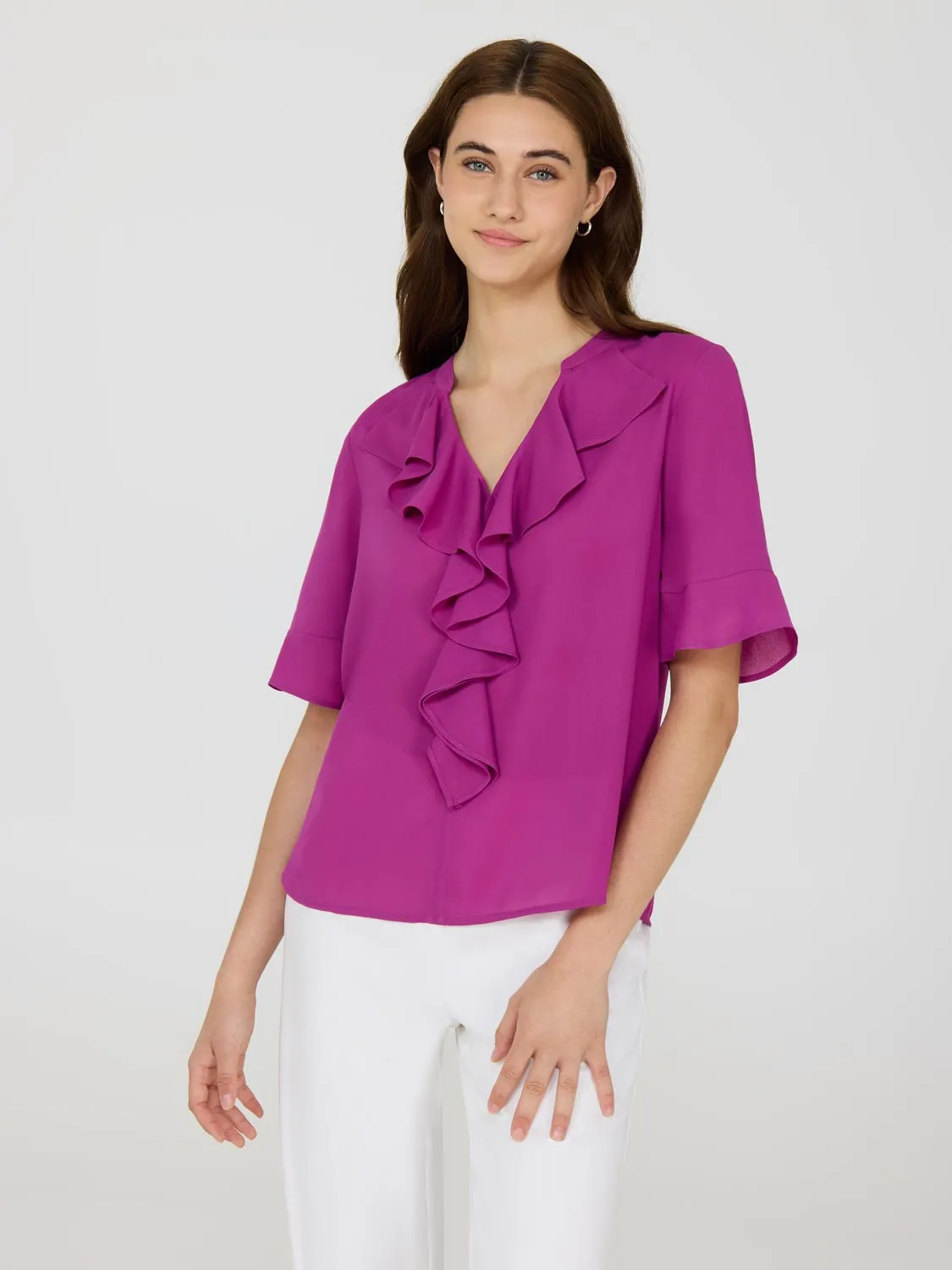 Split Neck Chiffon Blouse QuickDry