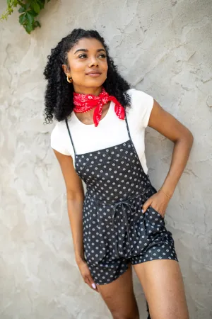 Better Perspective Black Floral Denim Romper SALE Chic Skirt