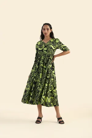 Lightweight warm-weather dress Red Carpet Mystic green Ethereal Grove Viscose Printed Dress