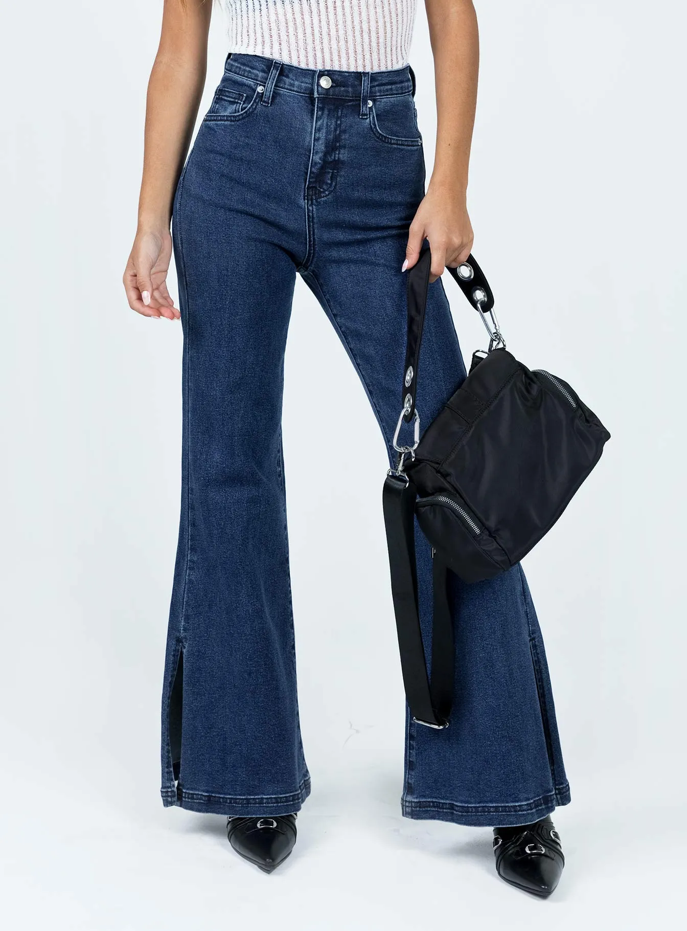 Smooth Form Vibrant Formal Nairana Split Hem Jeans Dark Wash Denim