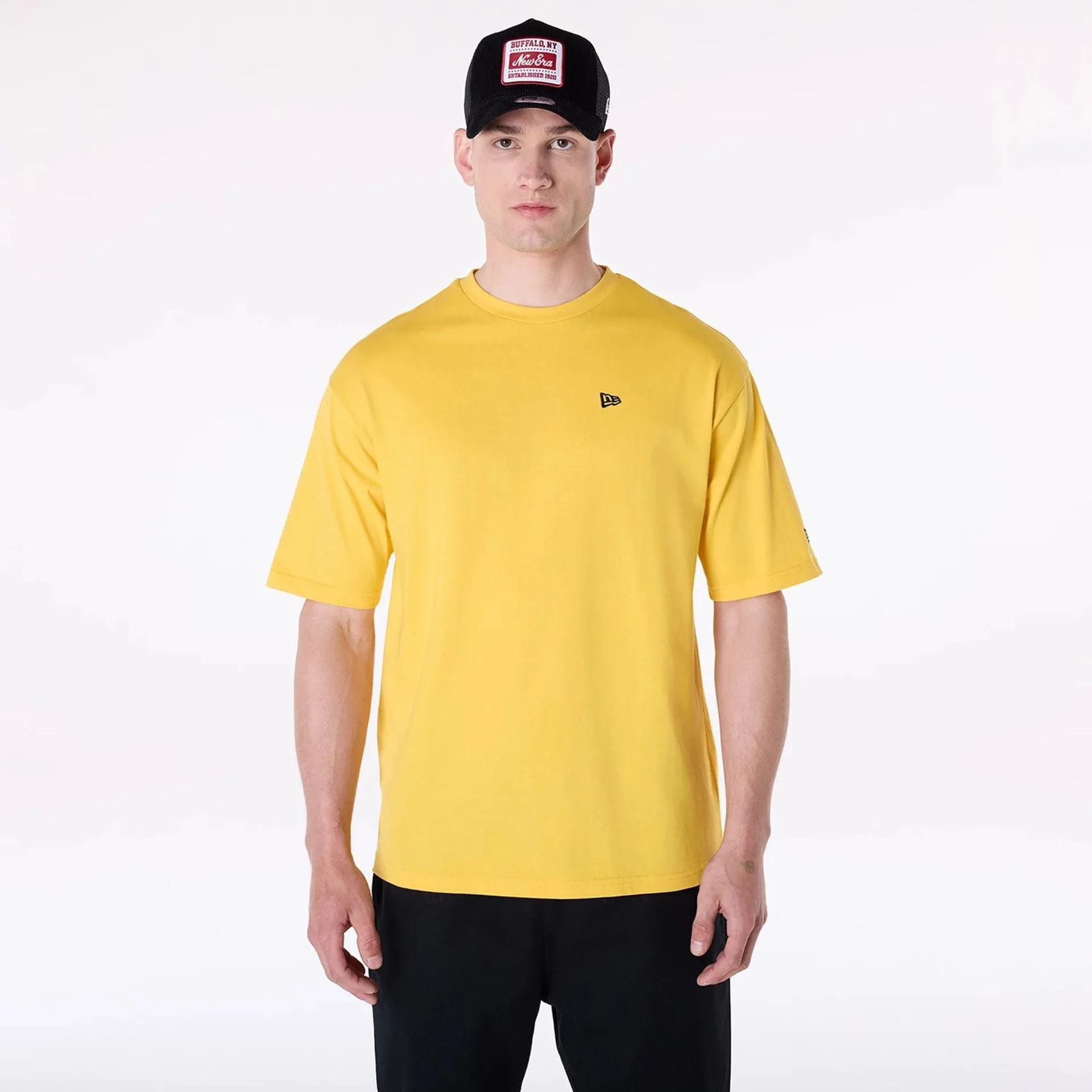 Layered Look New Era Baseball Graphic Yellow Oversized T-Shirt