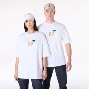 New Era Drink Graphic White Oversized T-Shirt Stretch Material Sweat Absorbent