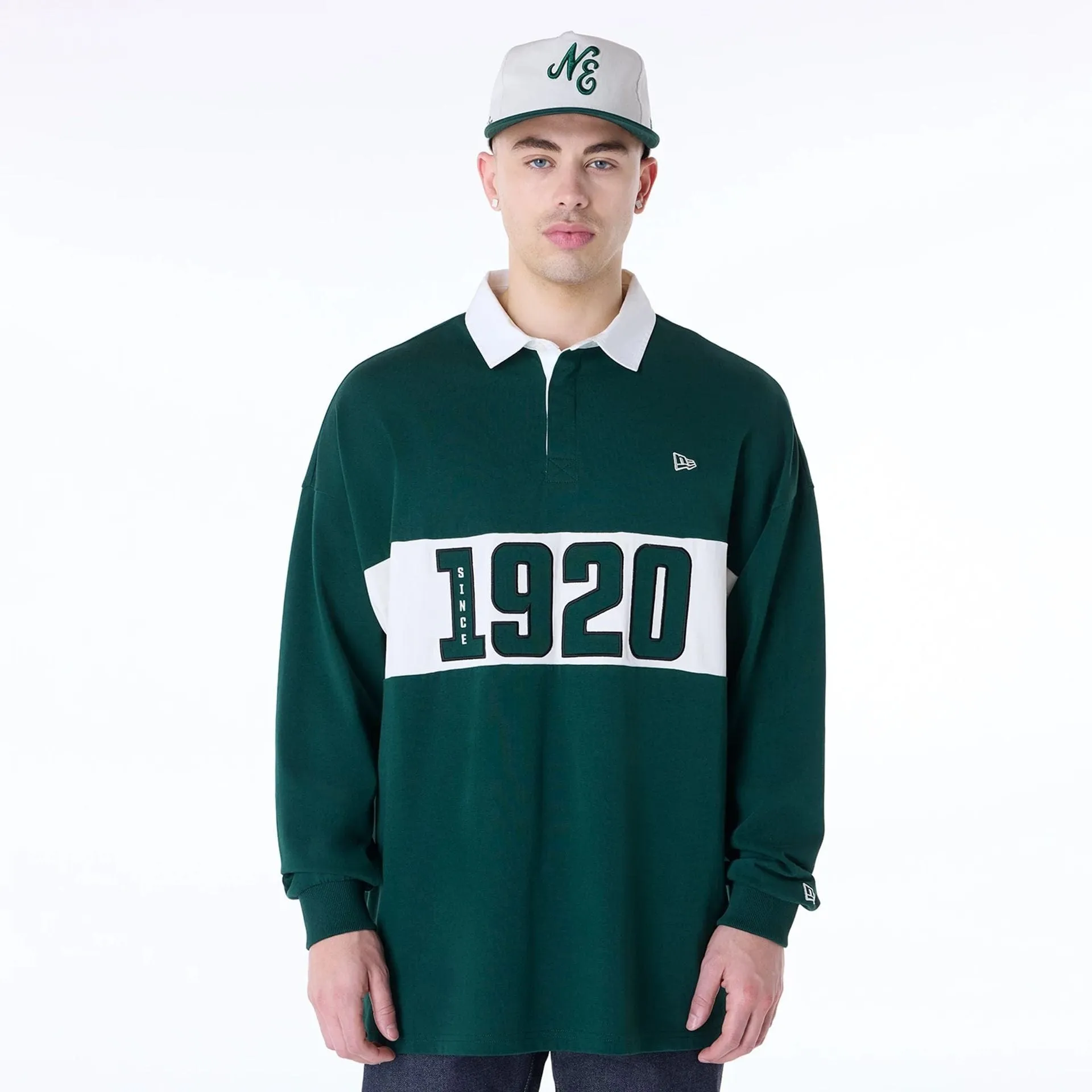 Urban Look Comfort Fit Design New Era Drop Shoulder Dark Green Rugby