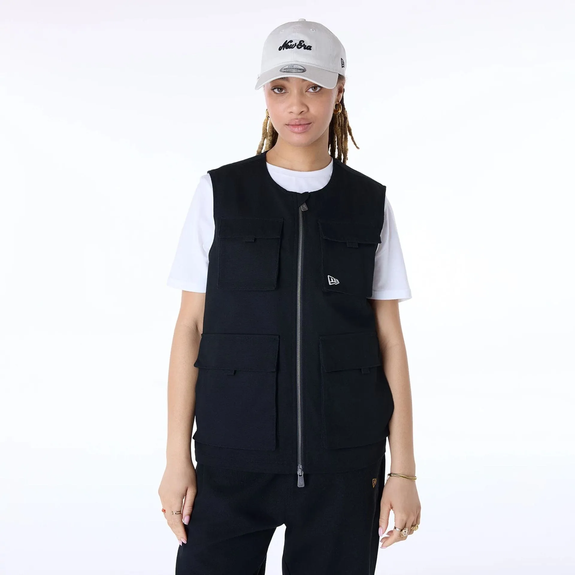 New Era Essential Black Utility Vest Slim Fit Cut birthday party