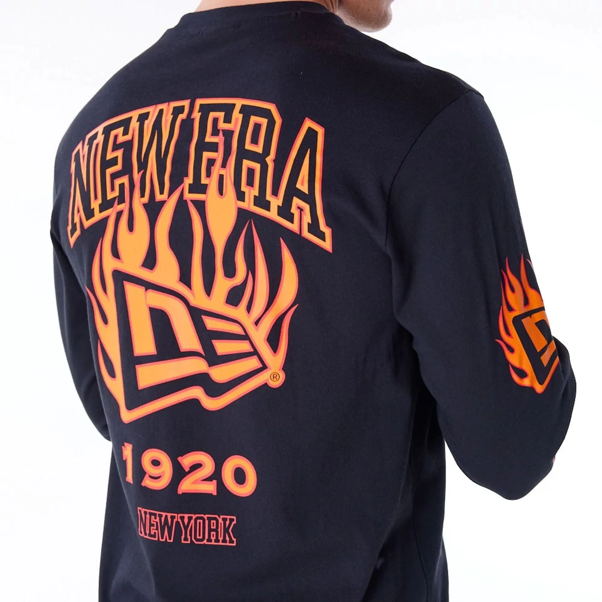 New Era Flag Flame Black Long Sleeve T-Shirt Smart Casual