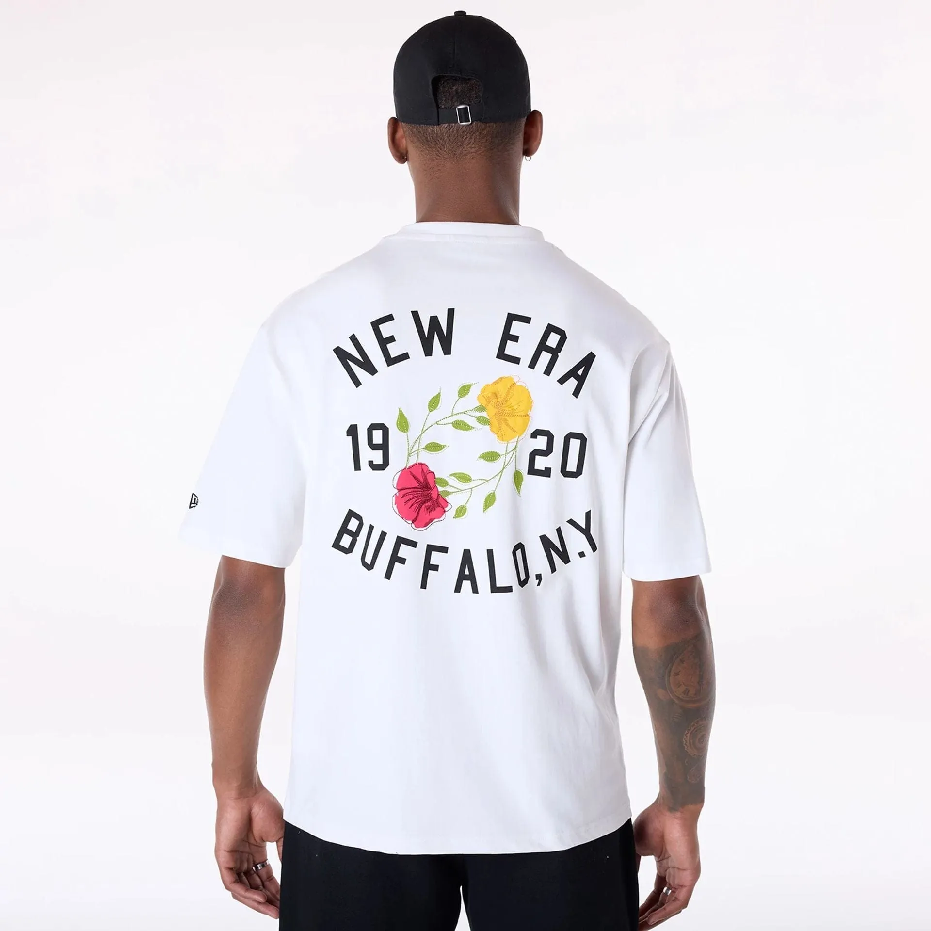 Quick Dry Wear Fit Ultra Soft Blended Textile New Era Floral Graphic White T-Shirt