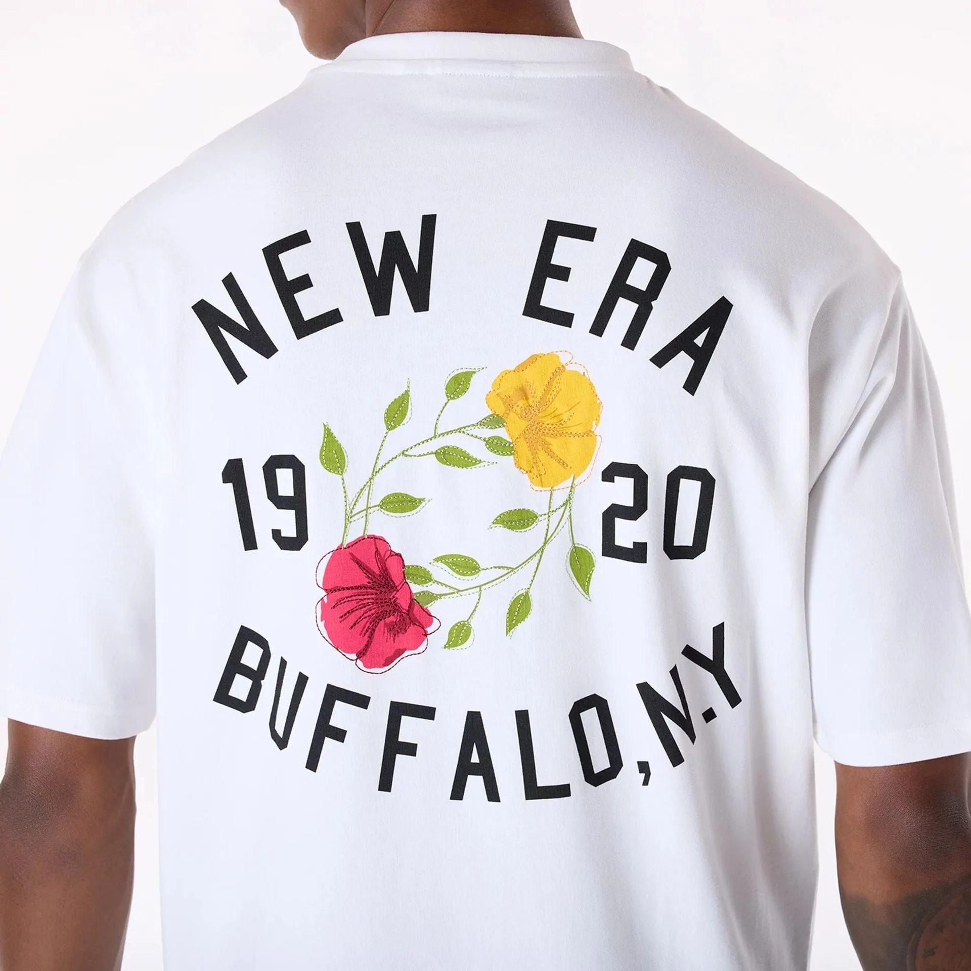 Sporty Look Wear New Era Floral Graphic White T-Shirt