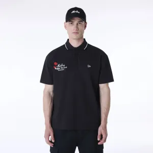 Streetwear Soft And Comfortable New Era Floral Polo Black T-Shirt
