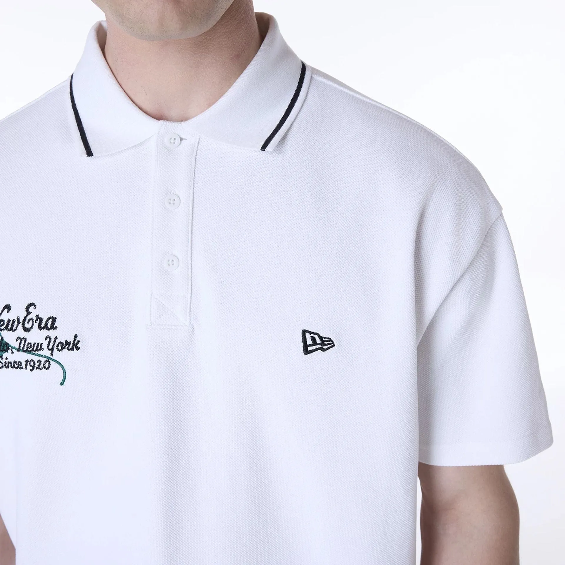 New Era Floral Polo White T-Shirt All-Day Comfort Wear Beaded details