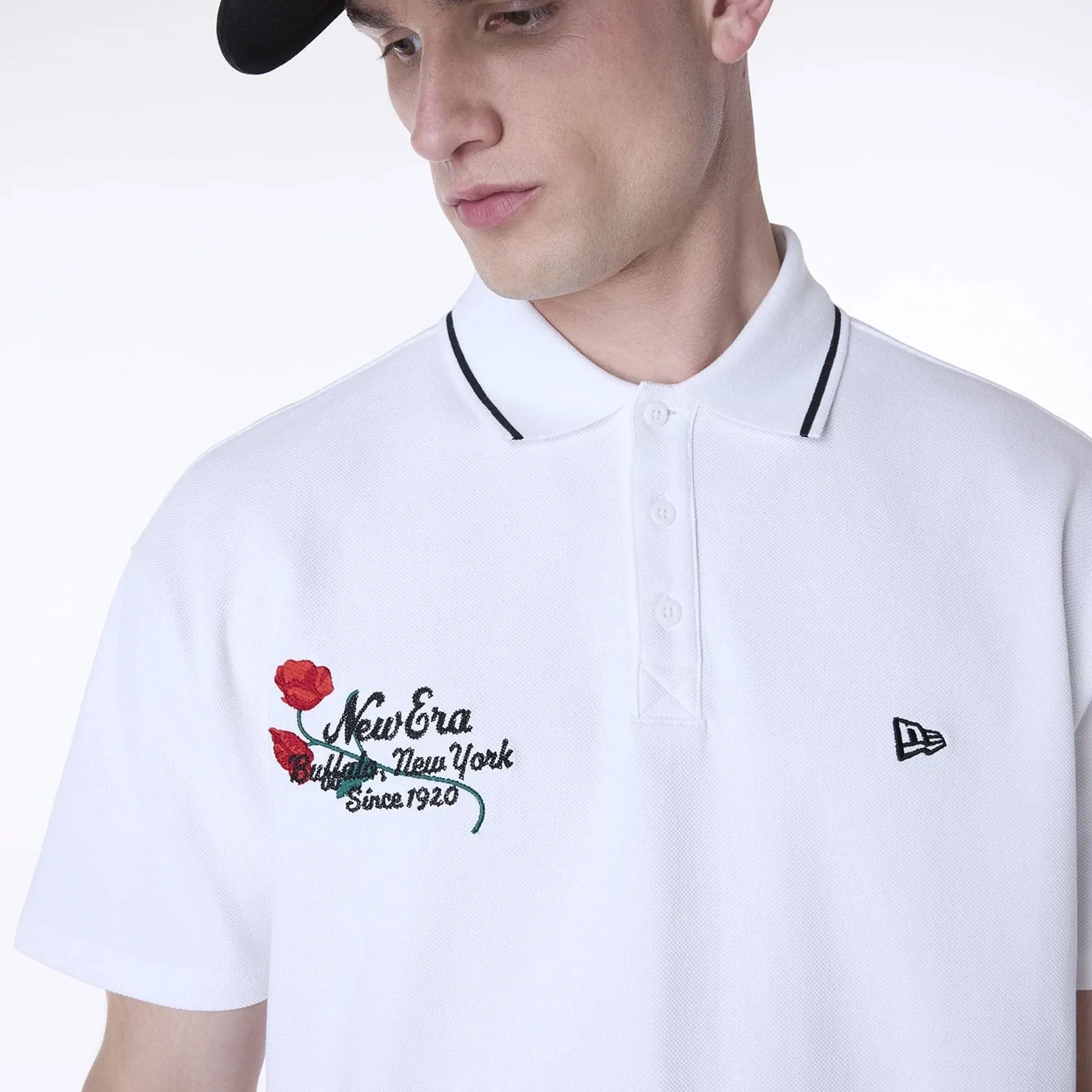 Easy-to-Style Top New Era Floral Polo White T-Shirt