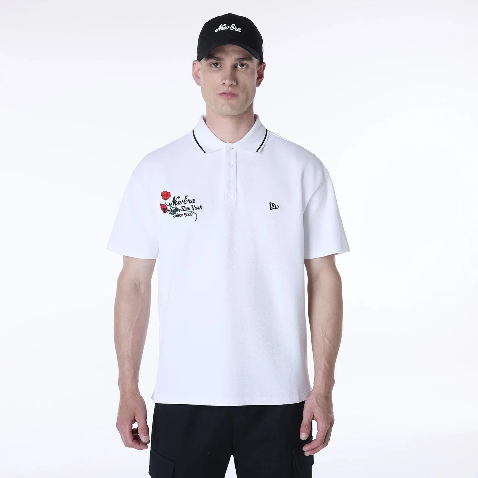 Eco friendly materials New Era Floral Polo White T-Shirt