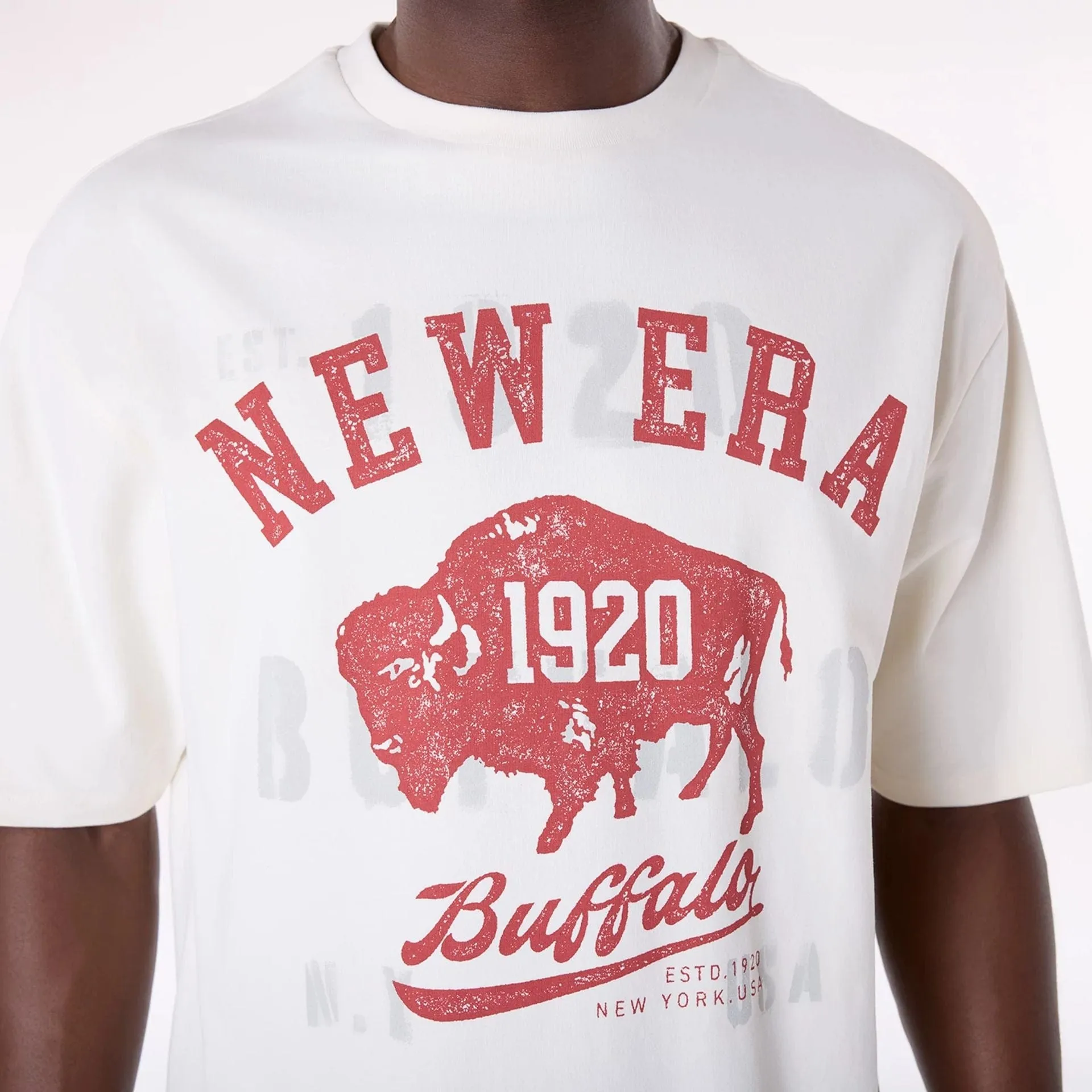 New Era Graphic Open White Oversized T-Shirt Fashion Fit