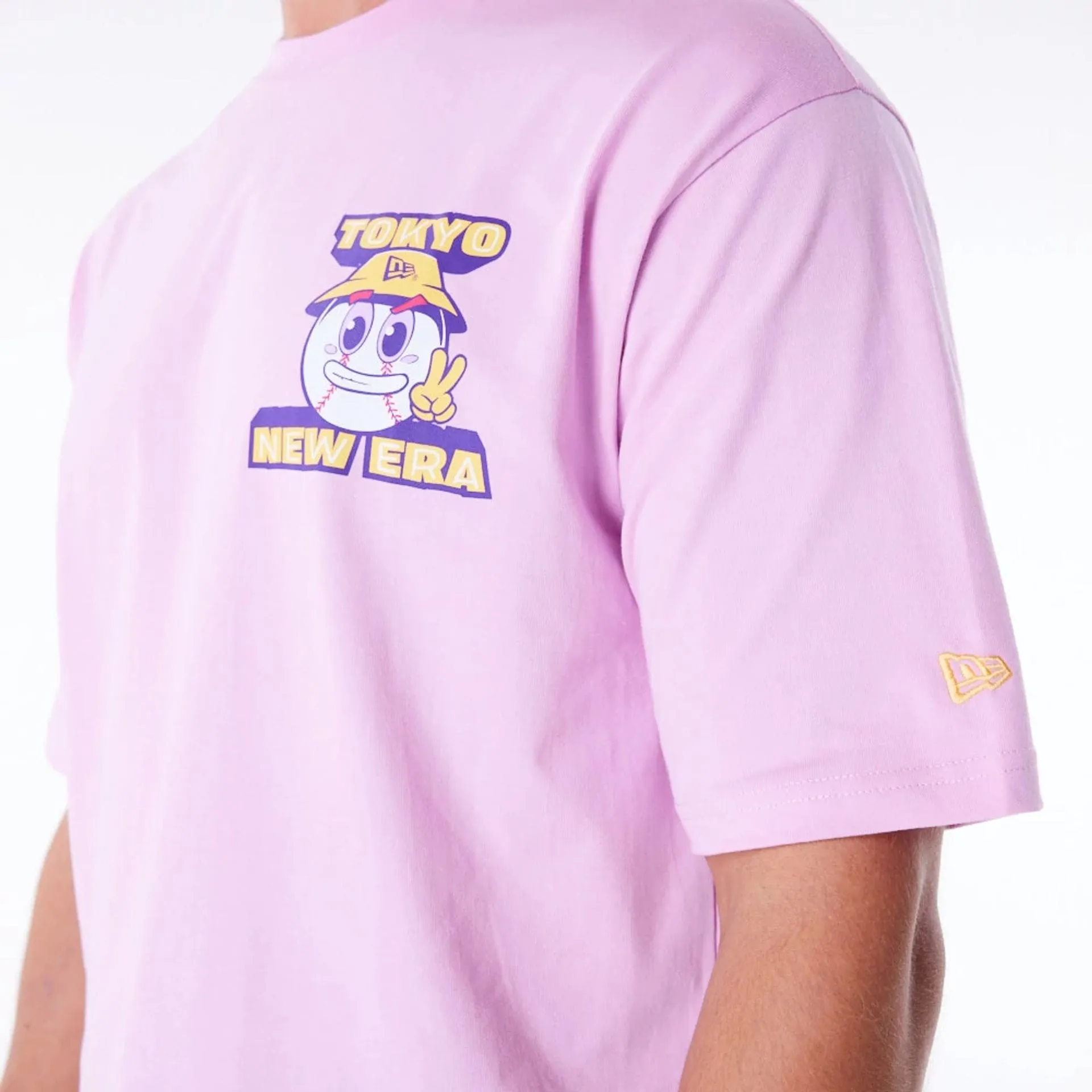 BreathableMeshLining New Era Location Graphic Tokyo Pastel Pink Oversized T-Shirt