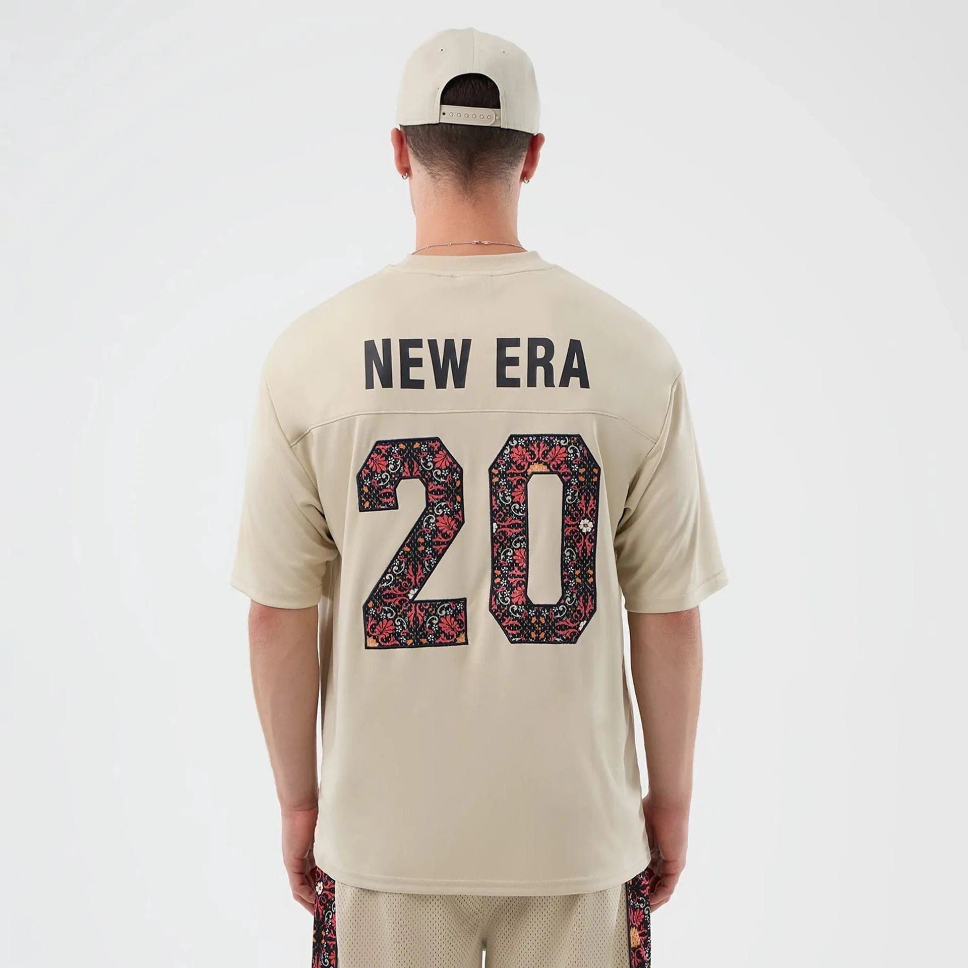 New Era Mesh Infill Light Beige Oversized T-Shirt Yoga class