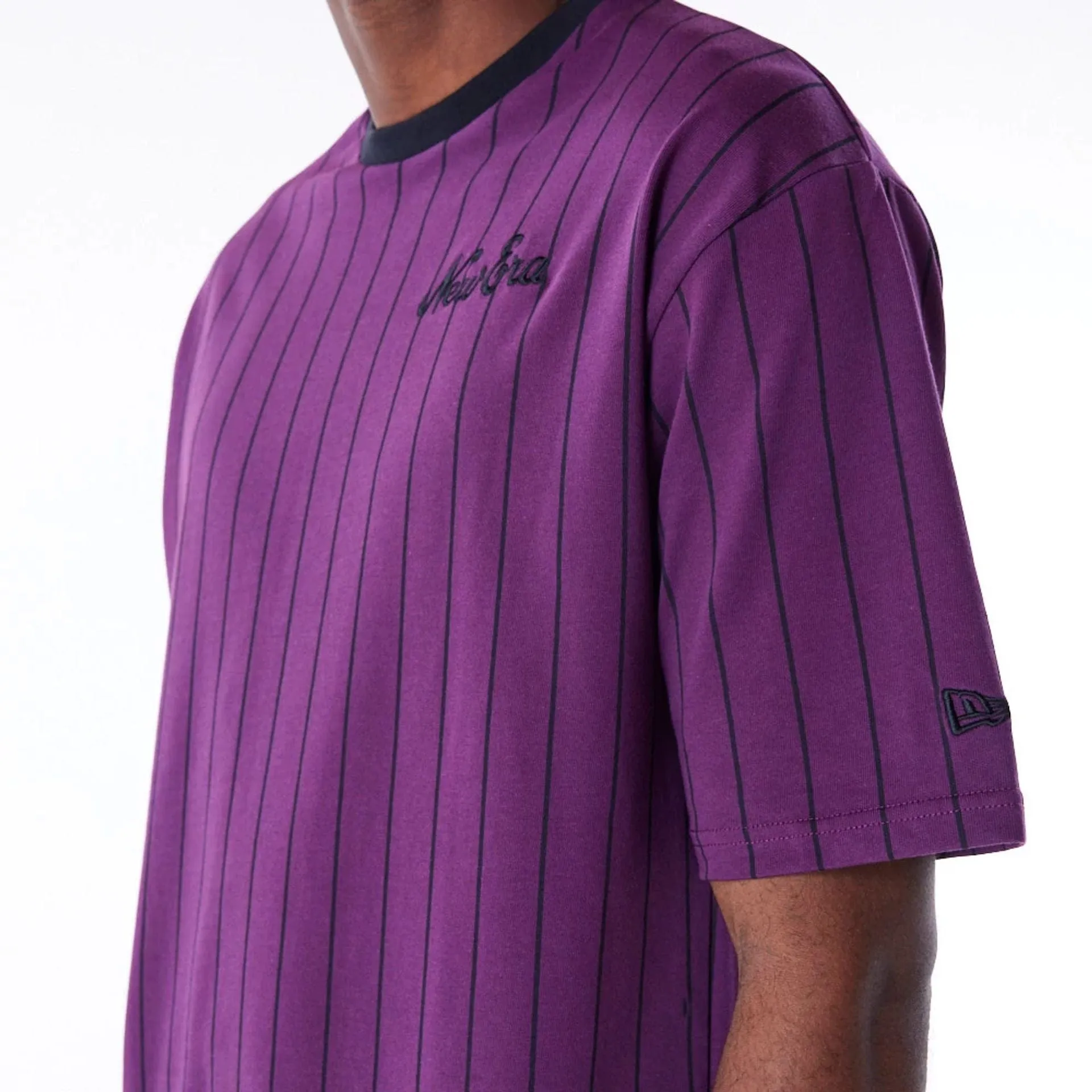 New Era Pinstripe Dark Purple Oversized T-Shirt Casual Essentials Wear comfortable option