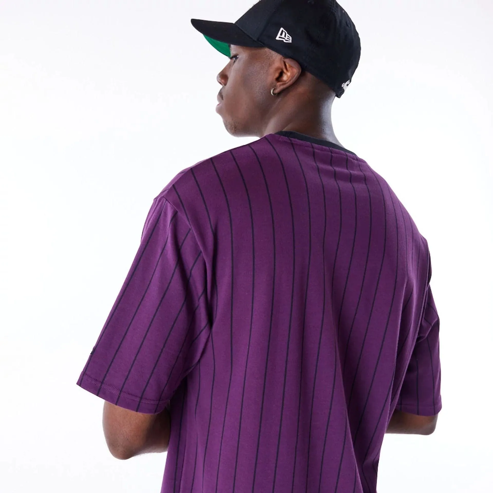 Urban Trend Look New Era Pinstripe Dark Purple Oversized T-Shirt