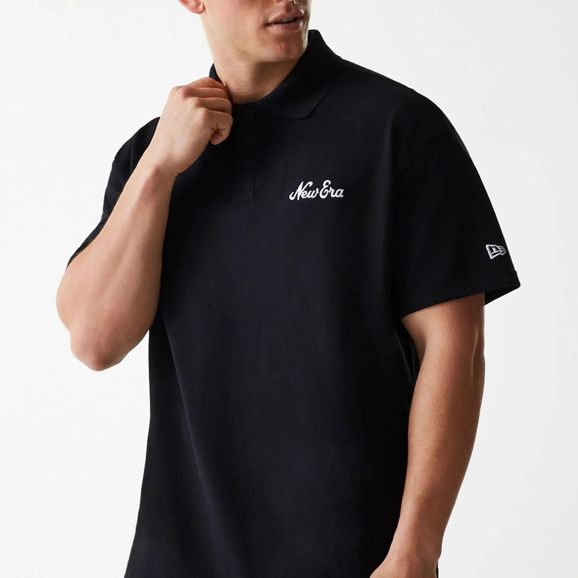 Breathable Layer Fit Active Essentials New Era Script Black Polo T-Shirt