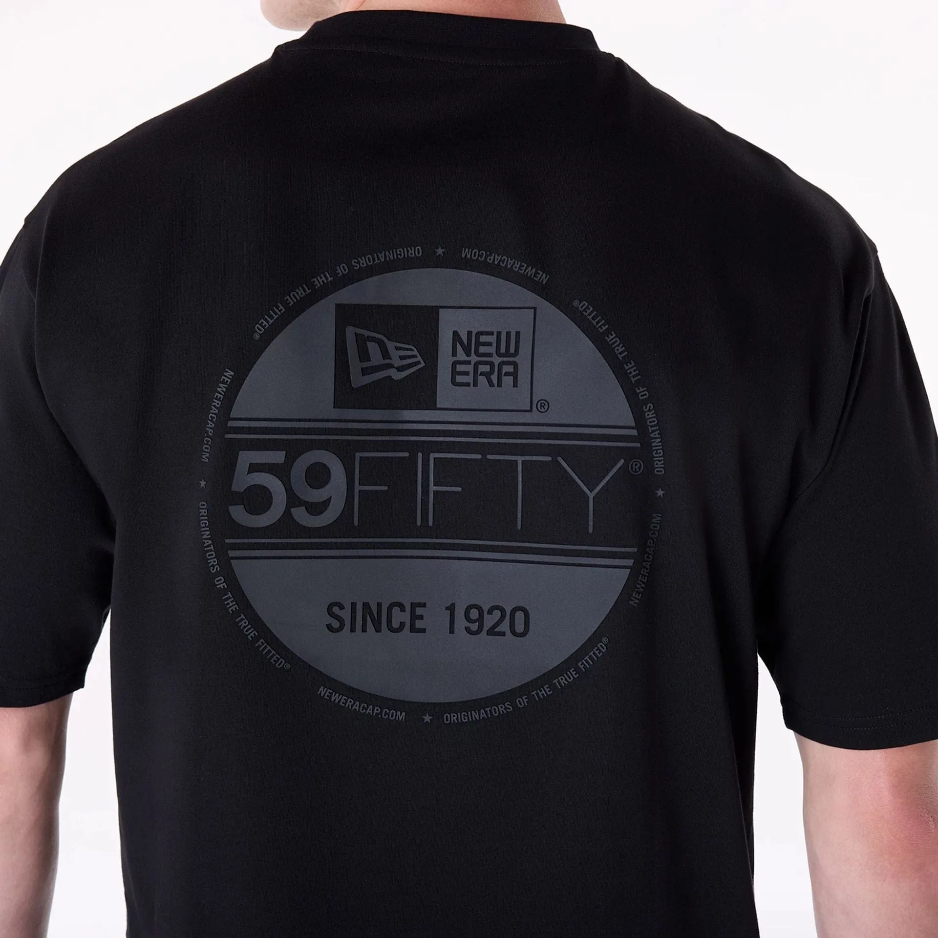 New Era Sticker Black Oversized T-Shirt Sleek Comfort