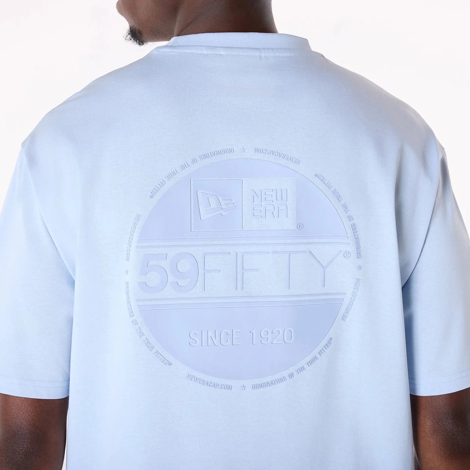 New Era Sticker Pastel Blue Oversized T-Shirt Polka Dot Pattern