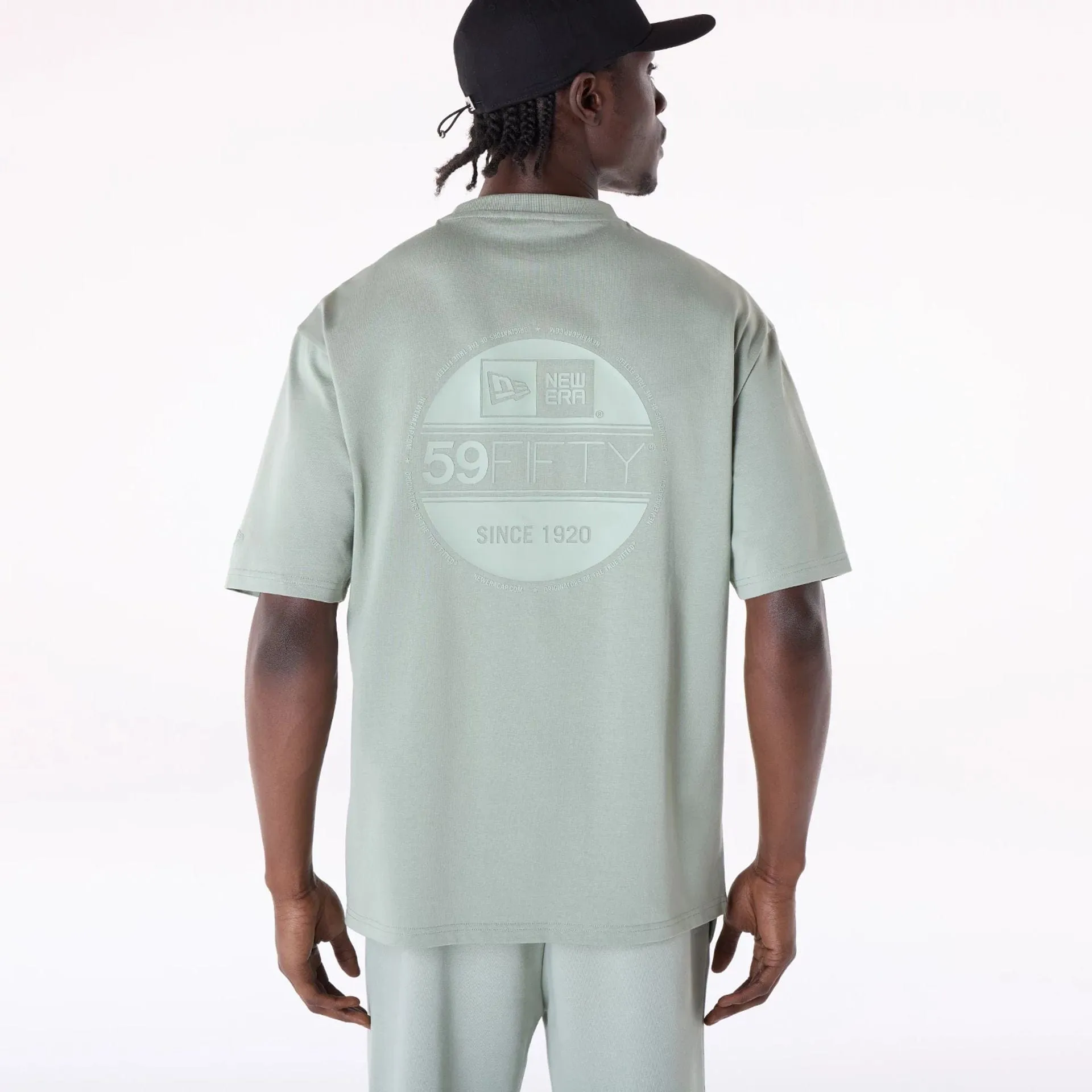 Layered Hem Detail New Era Sticker Pastel Green Oversized T-Shirt