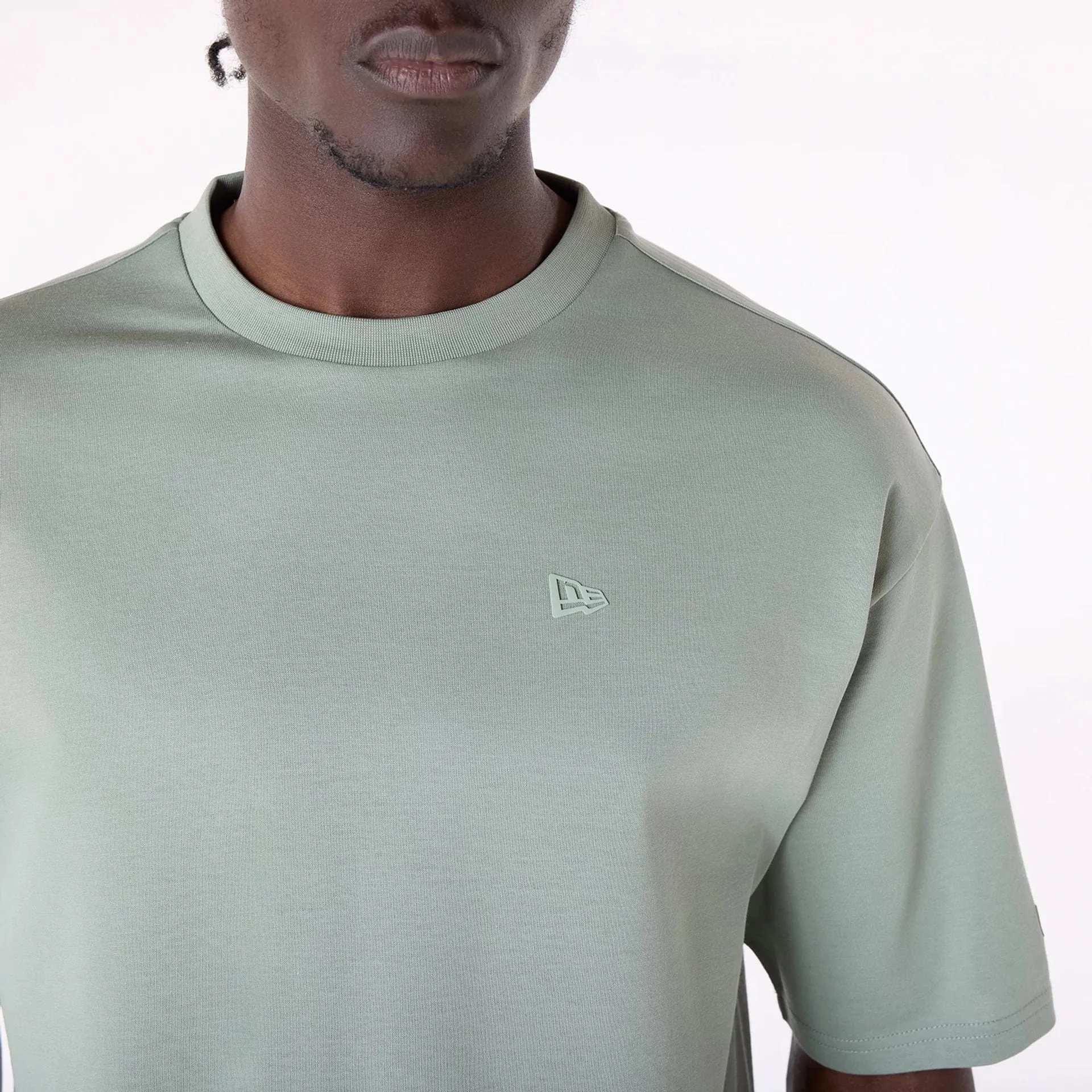 QuickDry LayeredHemDetails New Era Sticker Pastel Green Oversized T-Shirt