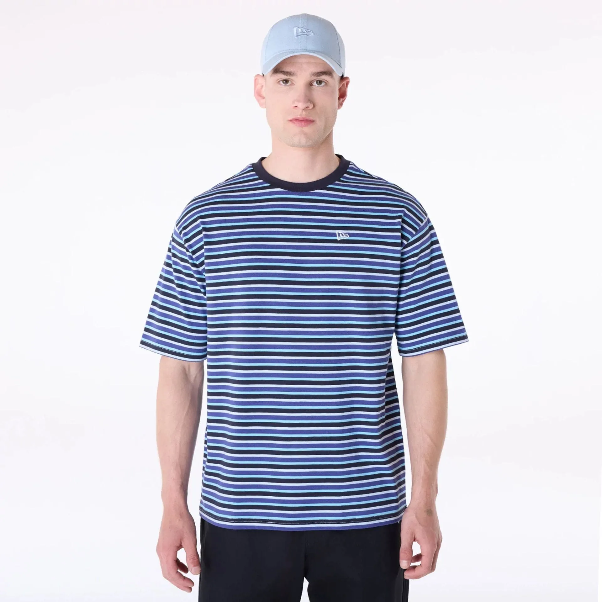 Soft Stretch Fit Casual Choice Wear New Era Stripe Pastel Blue T-Shirt