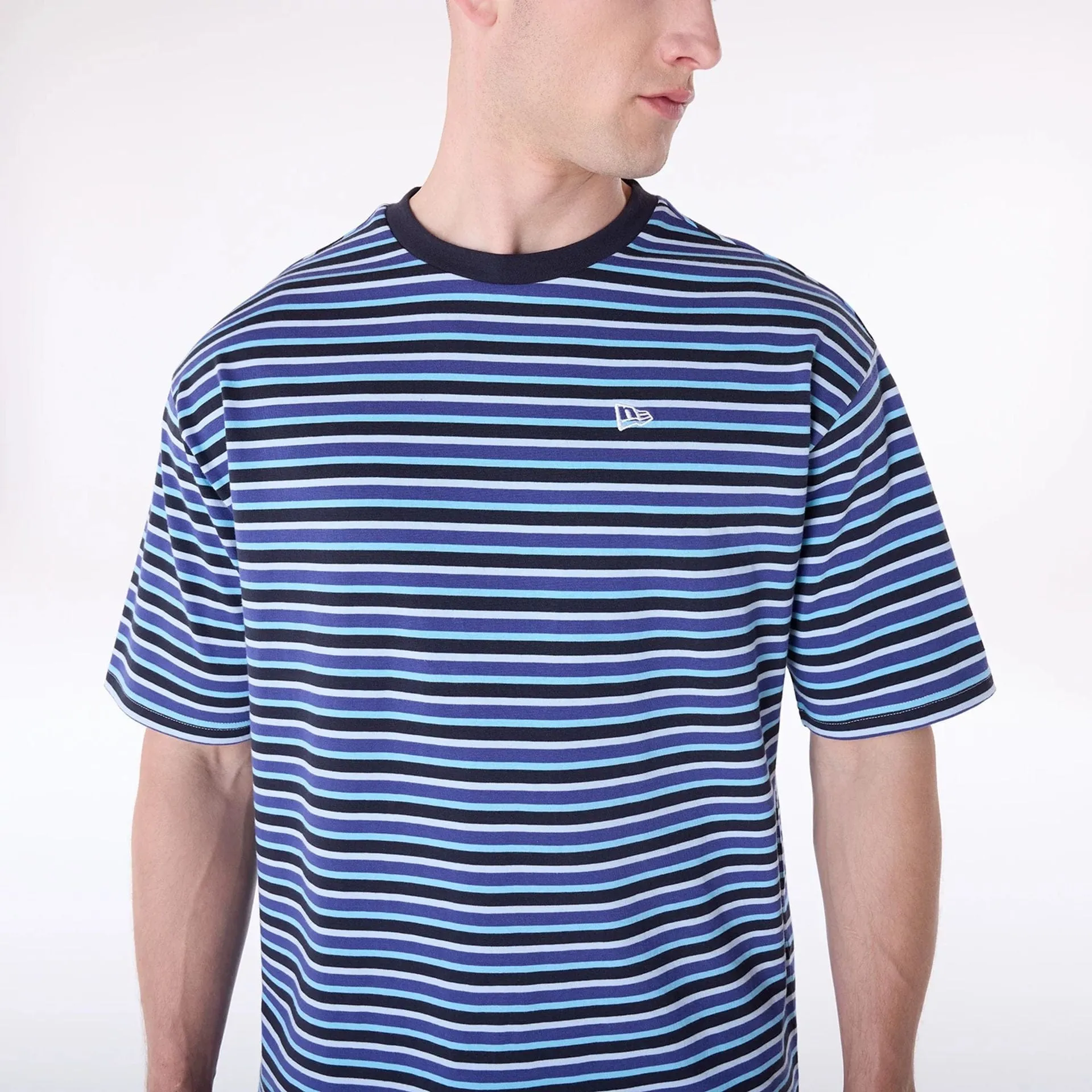 New Era Stripe Pastel Blue T-Shirt Colorfast Material Classic and Comfy