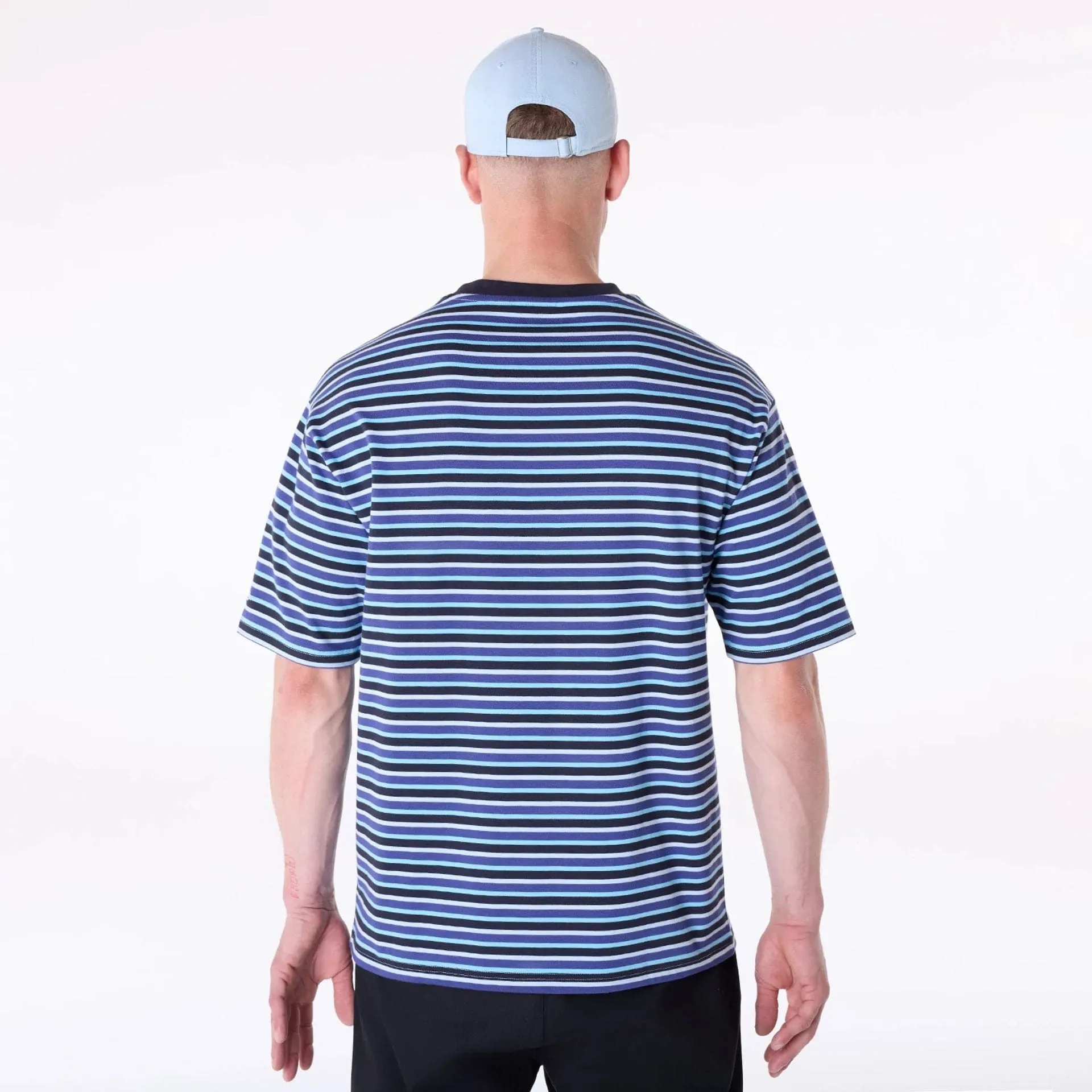 Scoop neck femininity New Era Stripe Pastel Blue T-Shirt