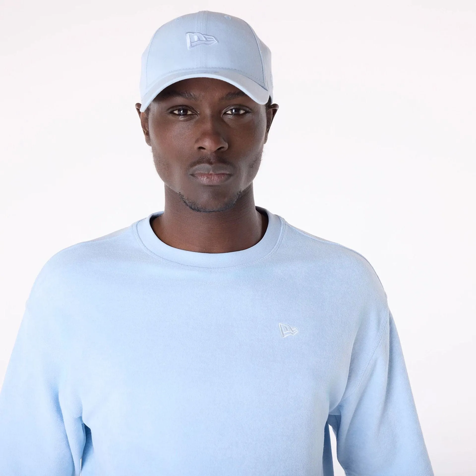 New Era Towelling Pastel Blue Oversized T-Shirt anti static coating Sleek Stretch Fit