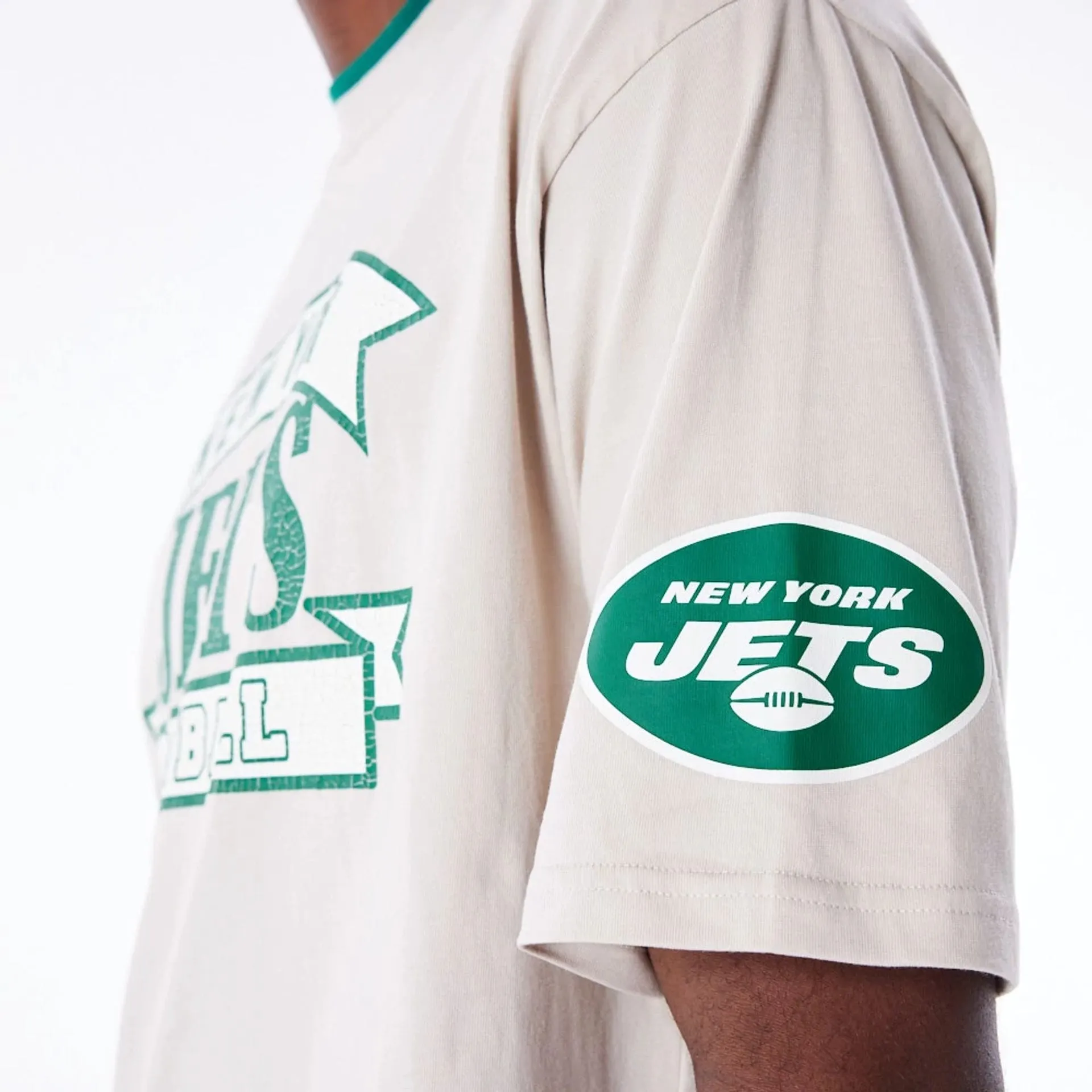 Breathable Comfort Wear Timeless Layering New York Jets NFL Graphic Open White Oversized T-Shirt