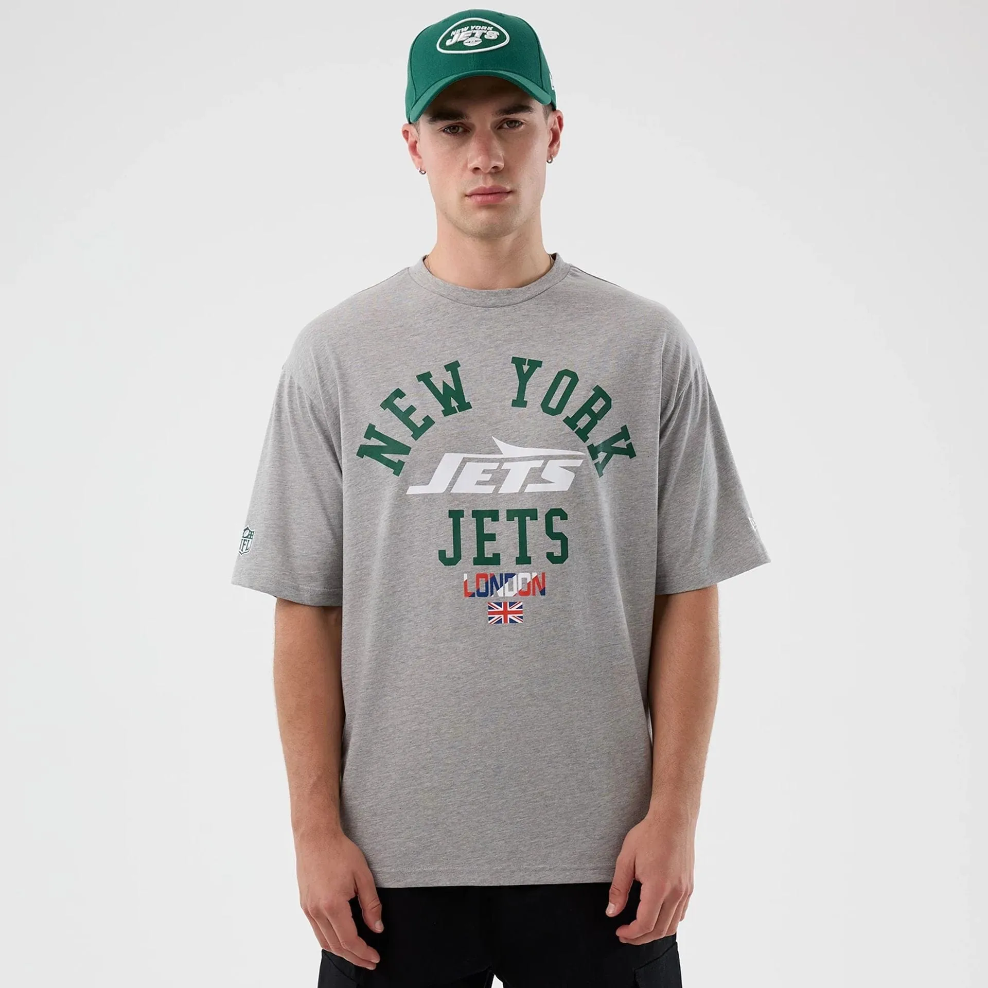 OversizedSilhouette Timeless Piece New York Jets NFL International Series Games Grey Oversized T-Shirt
