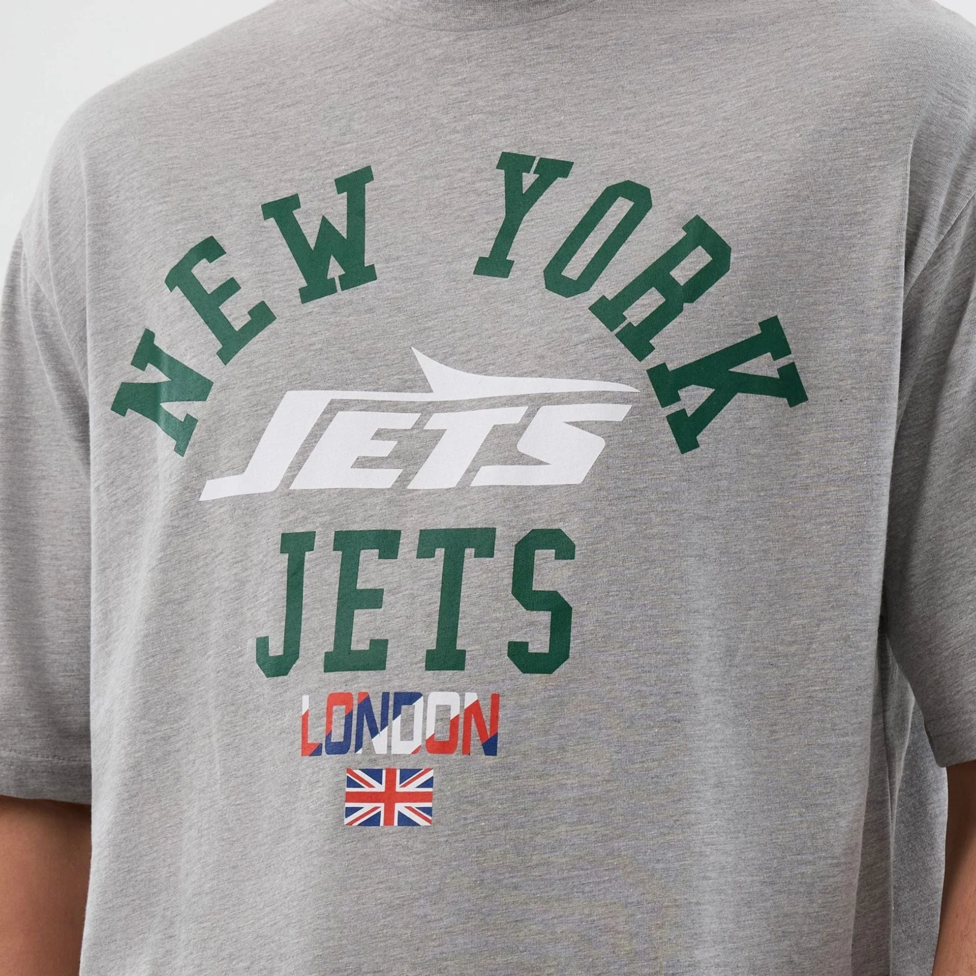 Comfy Pieces New York Jets NFL International Series Games Grey Oversized T-Shirt
