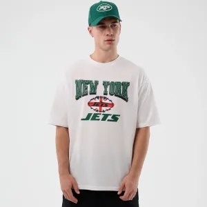 Basic Wear Crew Neck Design New York Jets NFL International Series Games White Oversized T-Shirt