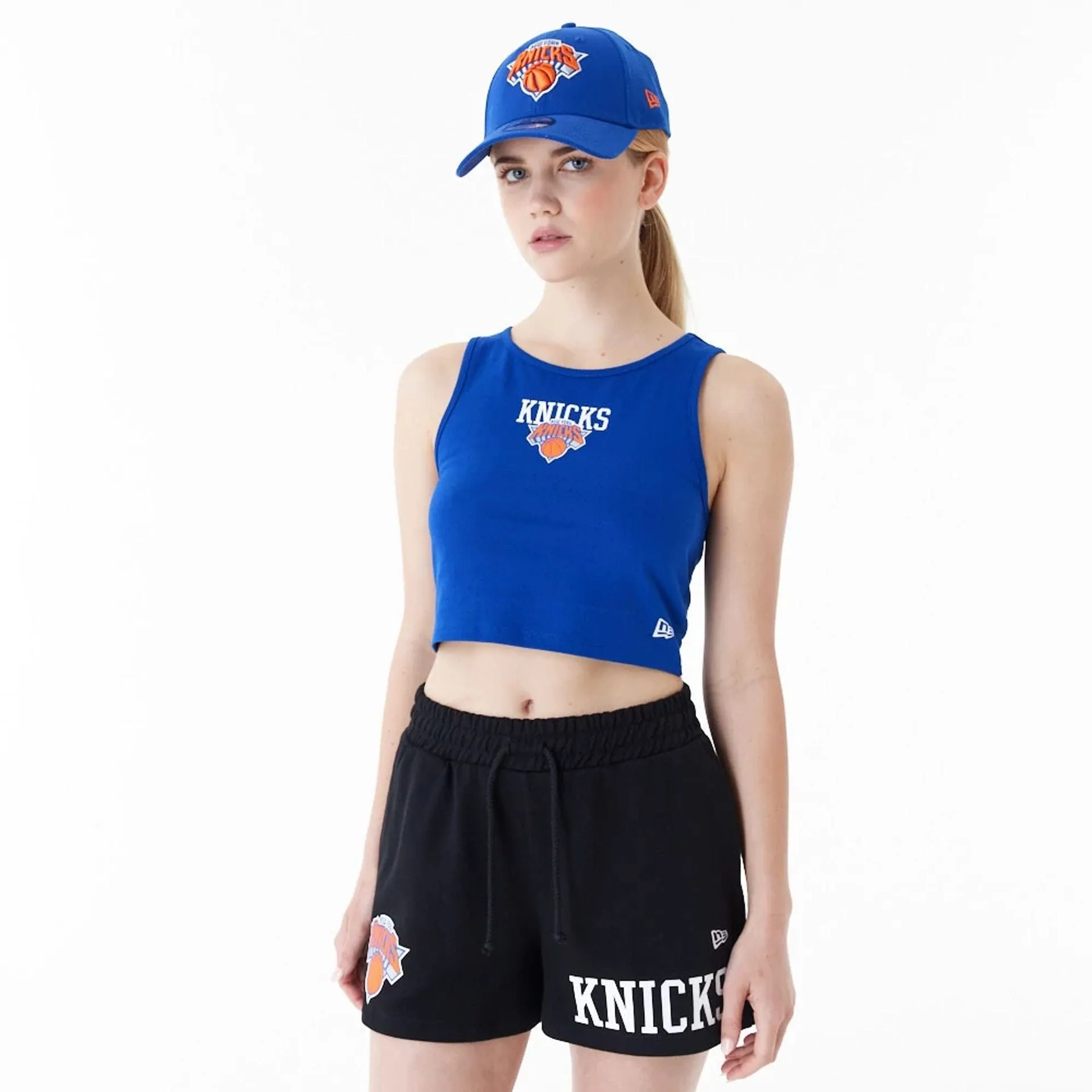 New York Knicks Womens NBA Team Logo Blue Crop Tank Top Slim fit sleekness Luxurious